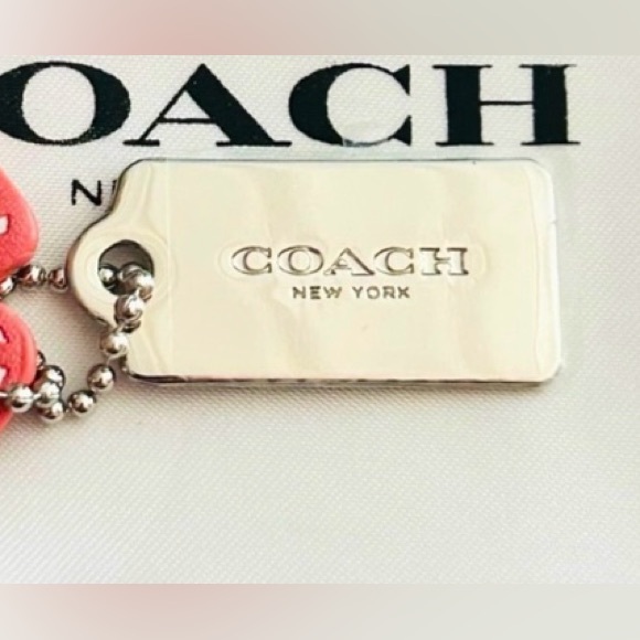 Coach Tea Rose and Coach silver metal Tag Keychain/ Bag Charm - Picture 3 of 7